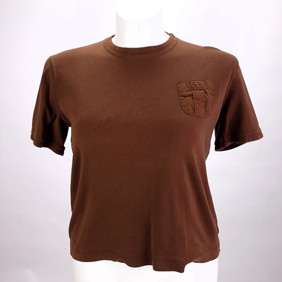 Lauren Ralph Lauren Tops - Lauren Ralph Lauren Brown Cotton‎ Pocket T-Shirt Womens XL Short Sleeve Tee